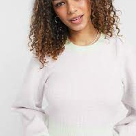 ASOS Sweaters - SALE $ QED London Puff Sleeve Contrast Trim Sweater in Lilac- M/L